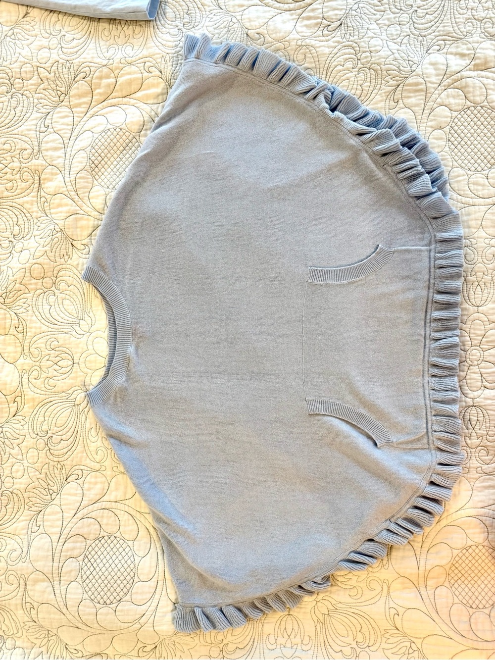 Lilly Pulitzer Light Blue Ruffle Hem Pullover Sweater